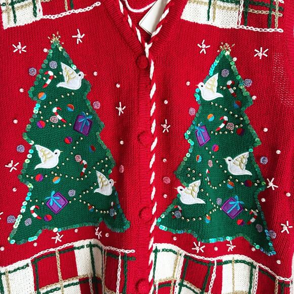 Vintage Bobbie Brooks Holiday Ugly Christmas Knit Sweater Vest Large Grandma - Picture 2 of 7